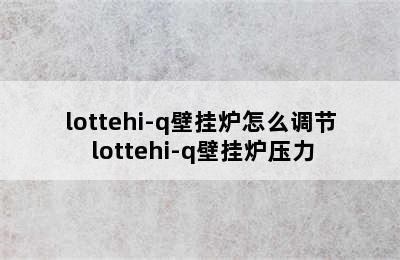 lottehi-q壁挂炉怎么调节 lottehi-q壁挂炉压力